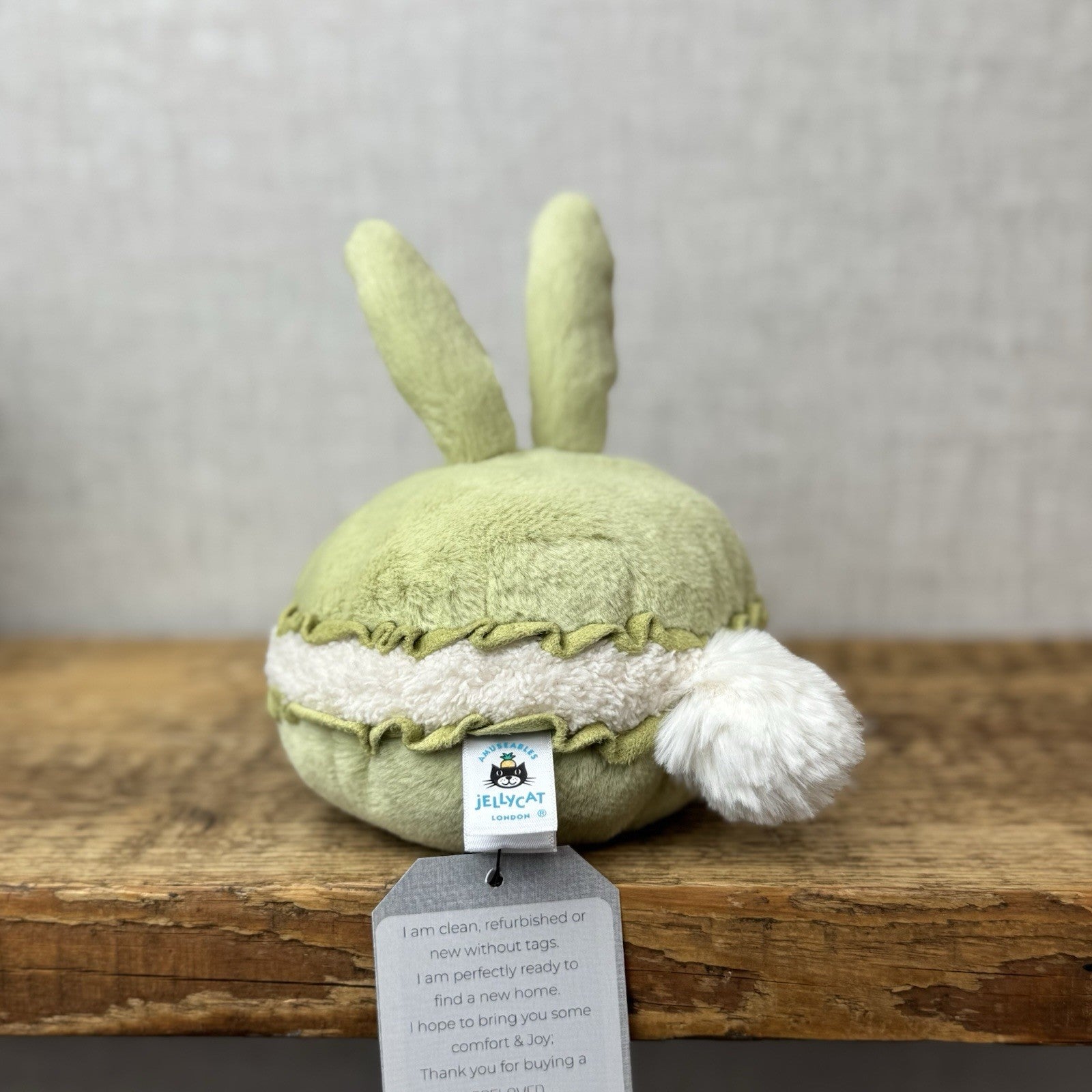 Jellycat Dainty Dessert Bunny Macaron - Green Bunny Amuseable New Without Tag 5”