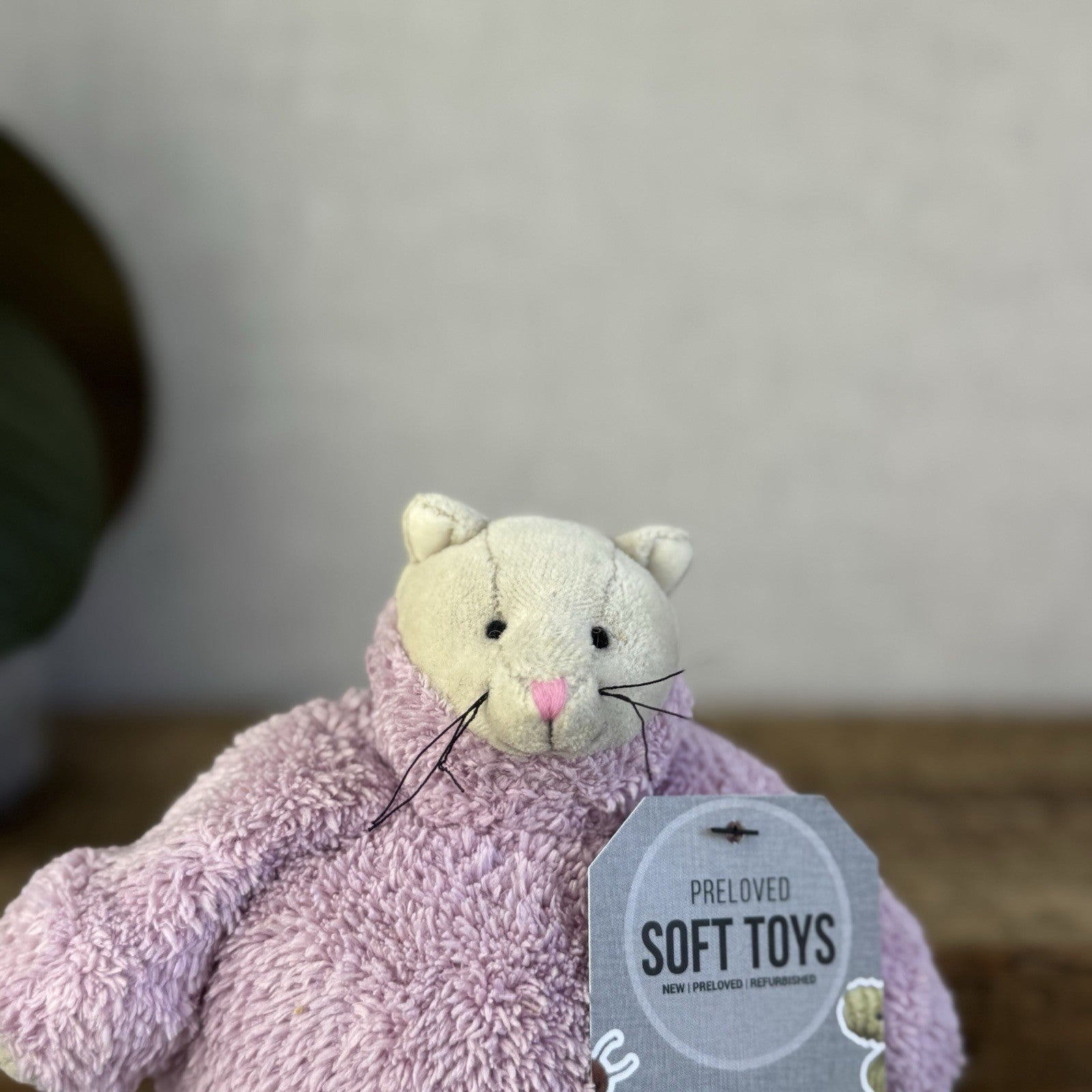 Jellycat Poloneck Peeker Cat Kitten - Lilac Jumper Cute Vintage Beanie 5”