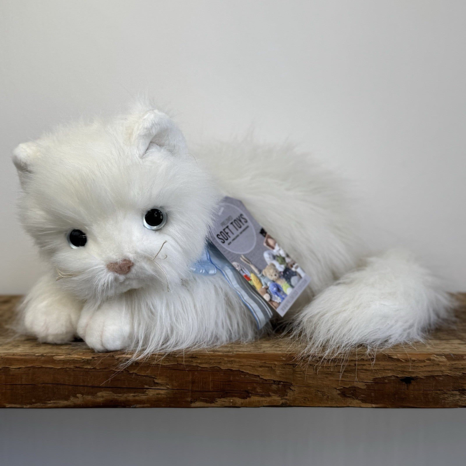 Ty Classic “Sugar” White Persian Cat Blue Bow Long Haired Soft Plush Toy 2002
