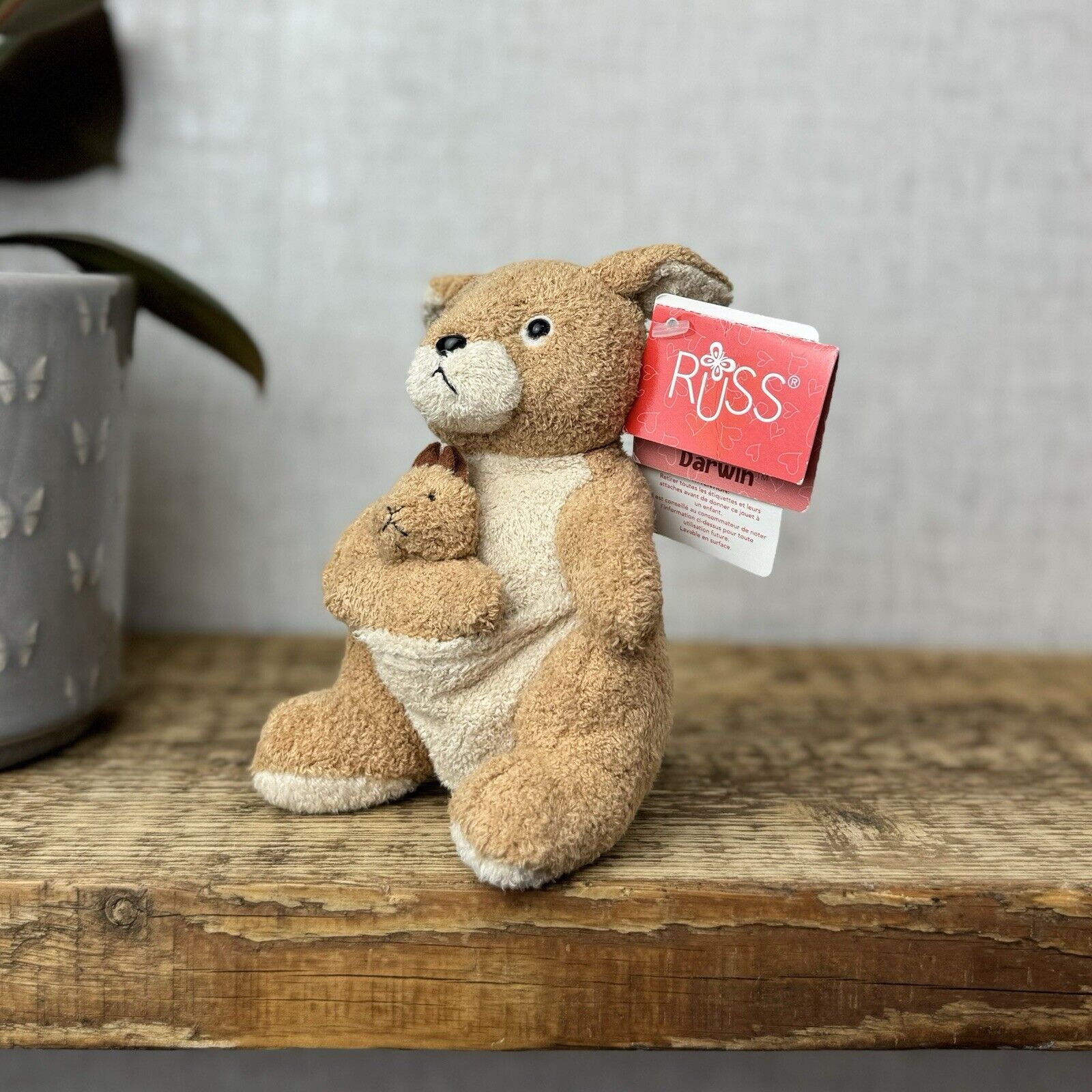 Russ Berrie Luv Pets - Tiny Kangaroo Darwin - Pocket Pal Tiny Beanie Soft Toy 6”