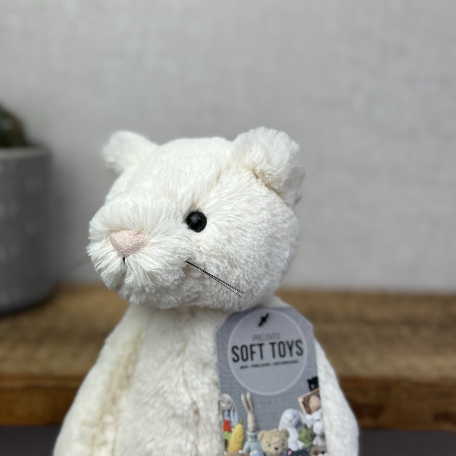 Jellycat Medium Bashful Cream Cat Kitten - Cream Cat With Whiskers Retired 12”