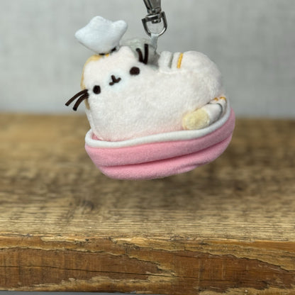Gund Pusheen Cat - Places Cats Sits Keychain Series 3 - Baking Cat Pink Bowl
