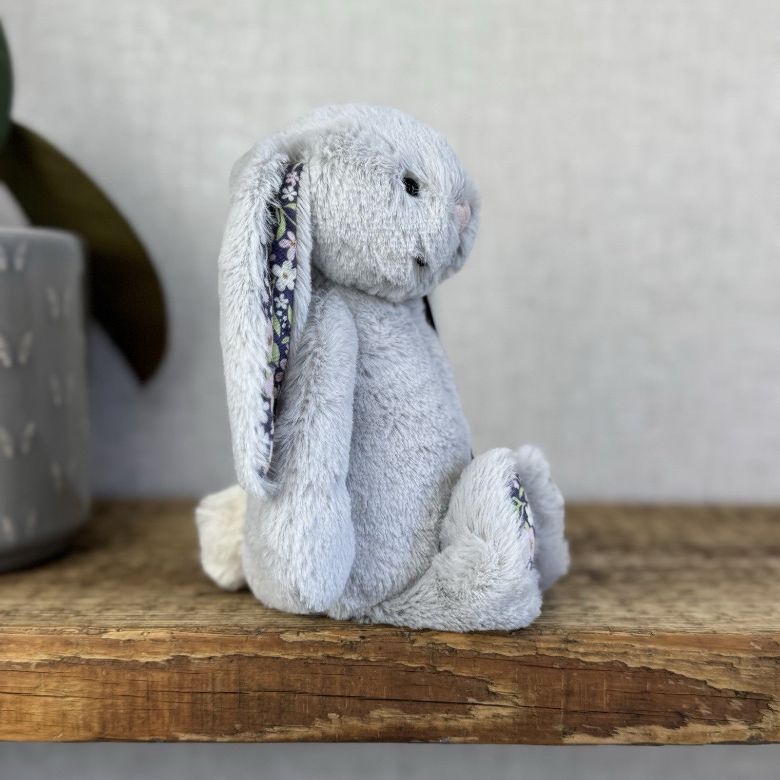Jellycat Small Silver Blossom Bloom - Silver Bunny Floral Ears & Feet Small 8”