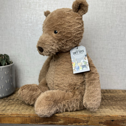 Jellycat Large Cocoa Bear - Big Brown Textured Bear Beanie Retired Large 17"