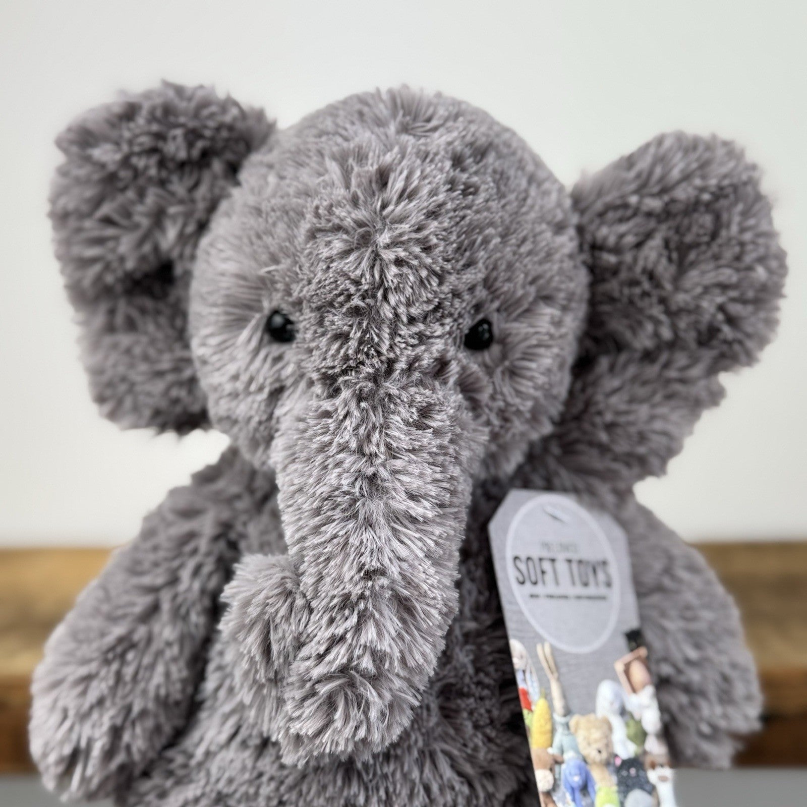 Jellycat Archibald Elephant - Grey Medium Beanie Textured Retired Elephant 11"