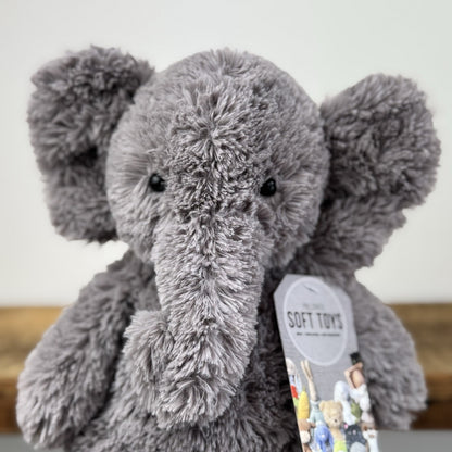 Jellycat Archibald Elephant - Grey Medium Beanie Textured Retired Elephant 11"