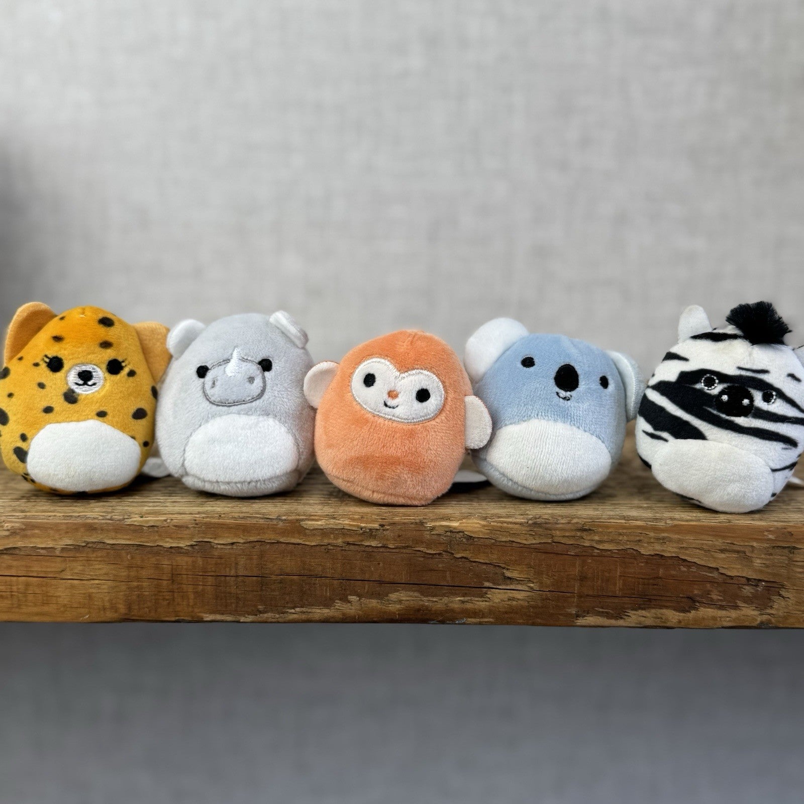 Squishmallow Squishville - Wild Animal Sqaud x5 Leopard, Monkey, Koala Bundle