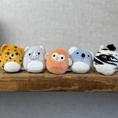 Squishmallow Squishville - Wild Animal Sqaud x5 Leopard, Monkey, Koala Bundle