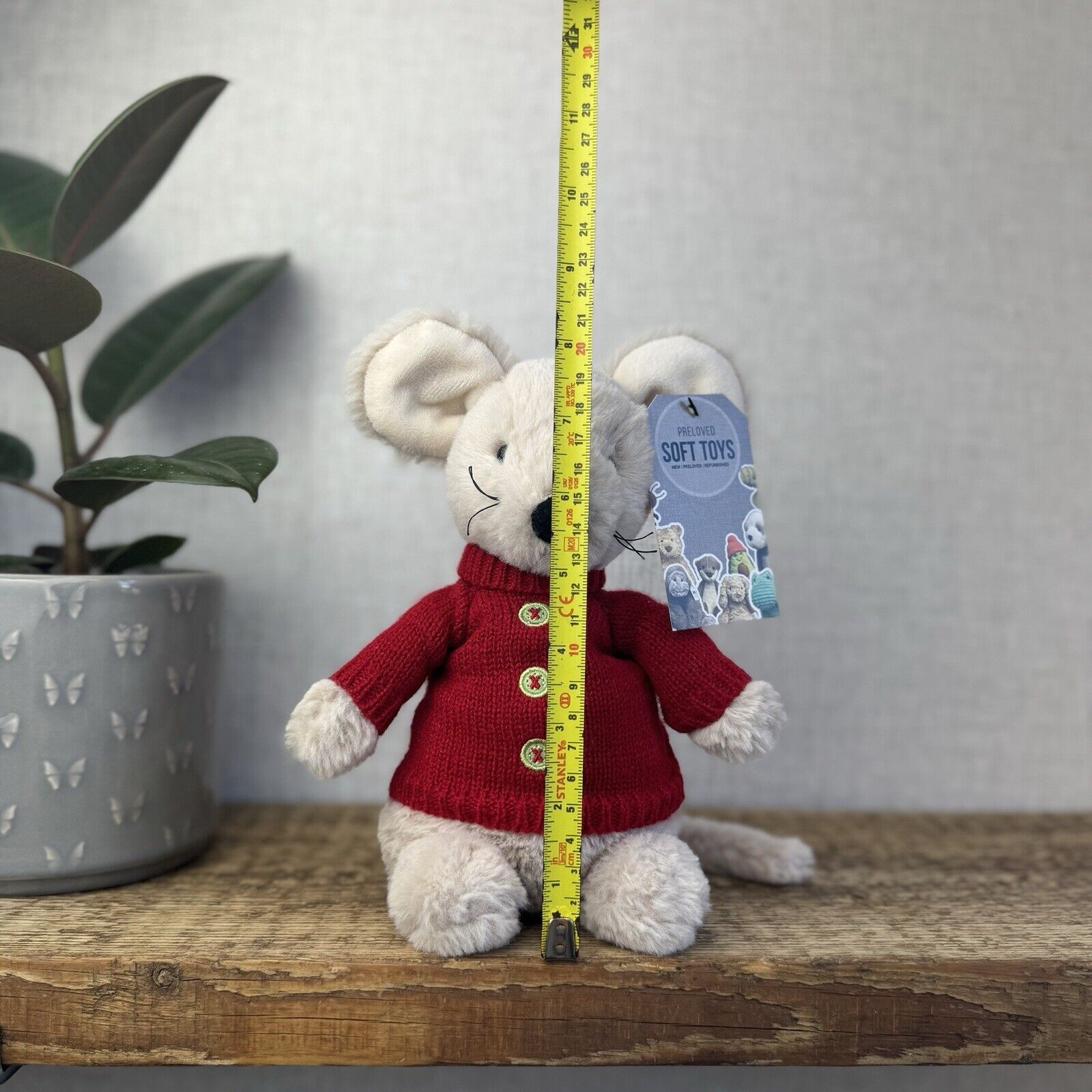 Jellycat Christmas Mouse In Jumper - John Lewis Collaborative Retired Mouse 8"