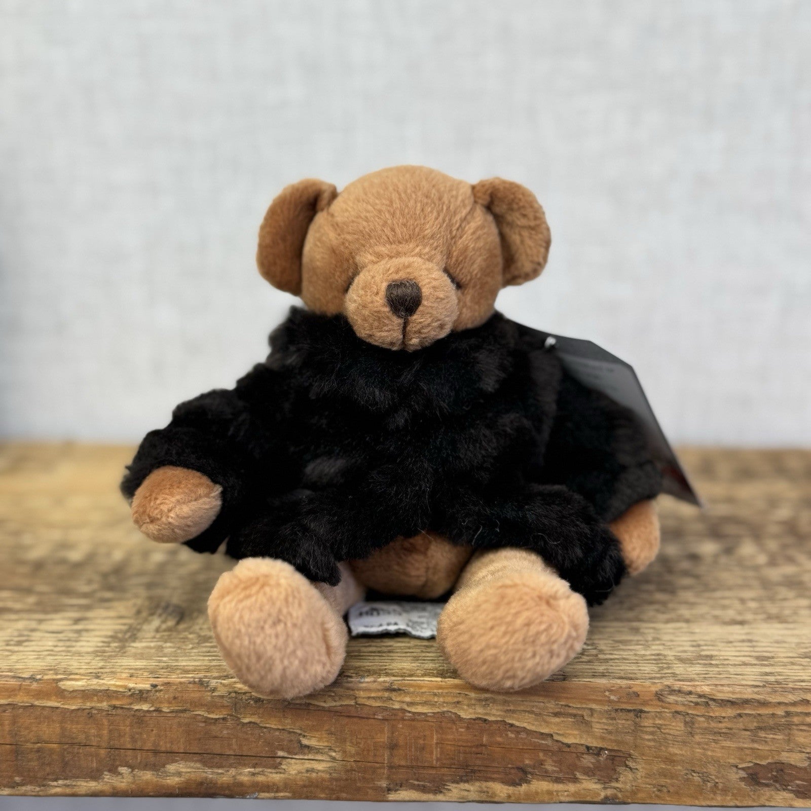Russ Berrie Fortuna Teddy Bear - Small Beanie Bear Black Fur Coat Rare Mini 7"