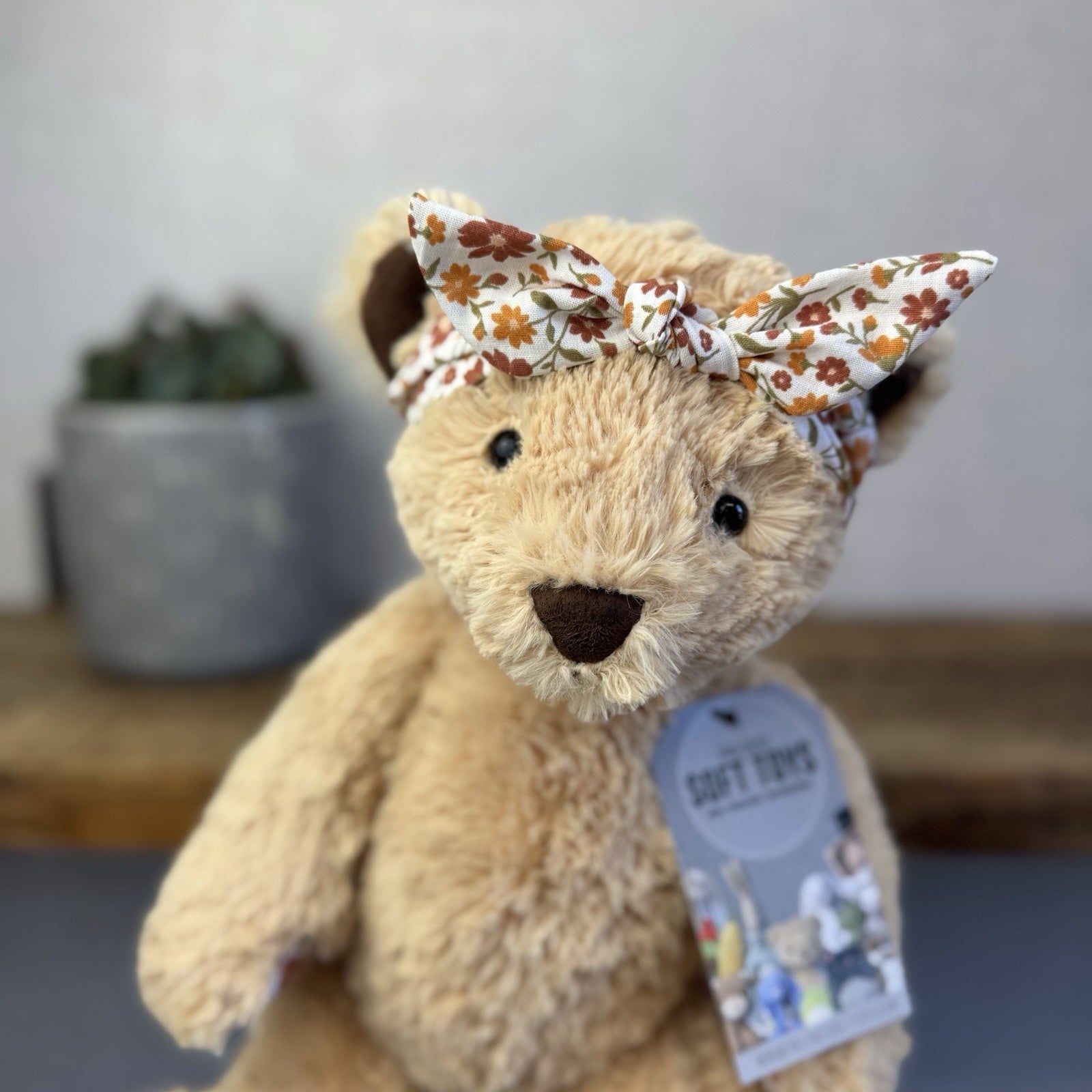Jellycat "Autumn" Bear - Custom Edward Bear Soft Toy Blossom Print Paws 12" OOAK
