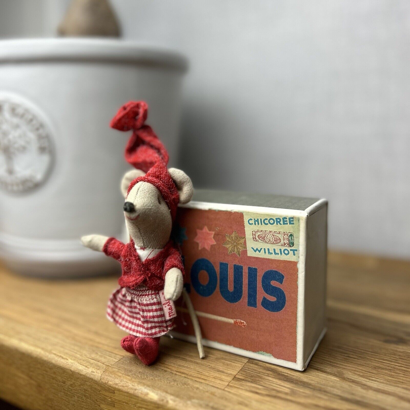 Maileg Christmas Little Sister Mouse 2011/2012 - Matchbox Mouse Collectible