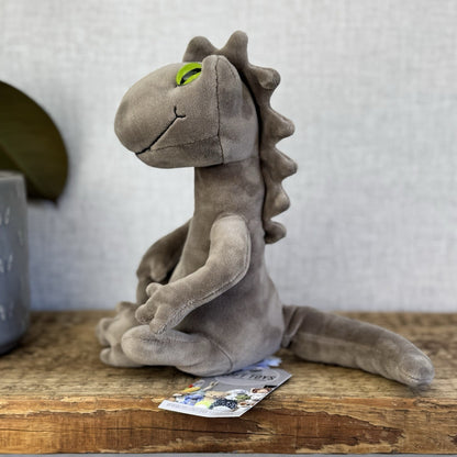 Jellycat Medium Nat Newt - Grey Lizard Green Big Eyes Beanie Velour Retired 10"