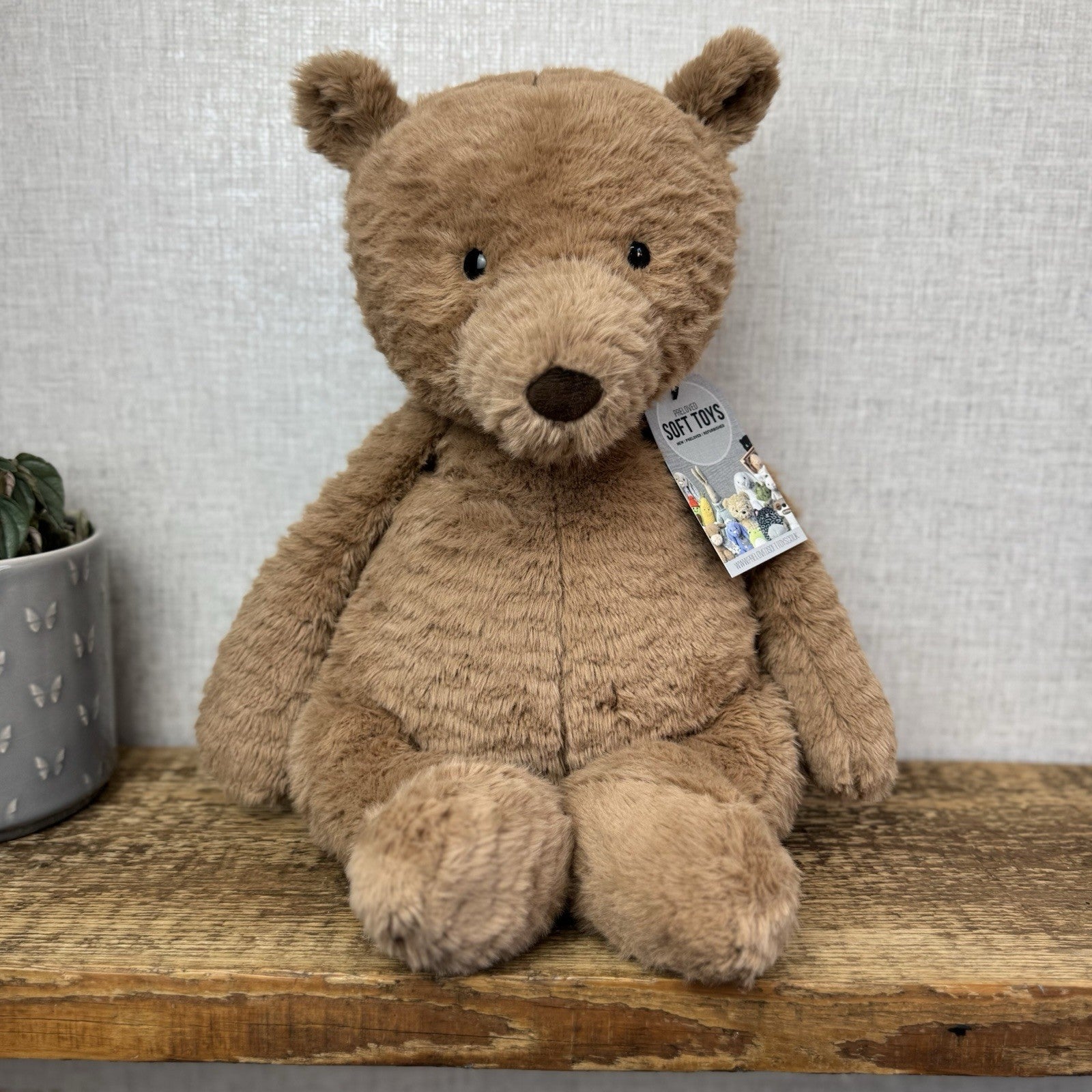 Jellycat Large Cocoa Bear - Big Brown Textured Bear Beanie Retired Large 17"