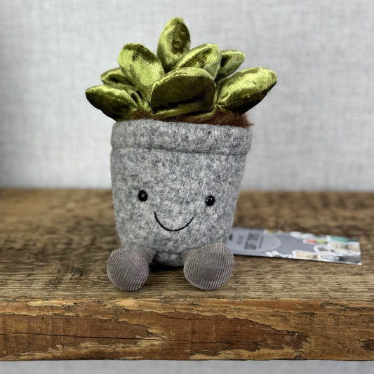 Jellycat Amuseable Silly Succulent Jade - Velour Green Small Potted Succulent 6”