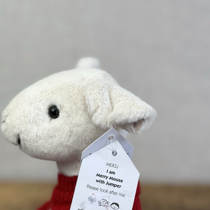 Jellycat Merry Mouse With Jumper - Christmas Soft Toy Retired New With Tags 8"