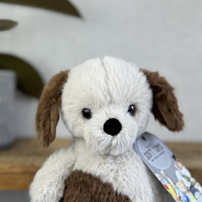 Jellycat Munchkin Pup - Brown/Beige Beanie Dog Sitting Plush Small Retired 8"