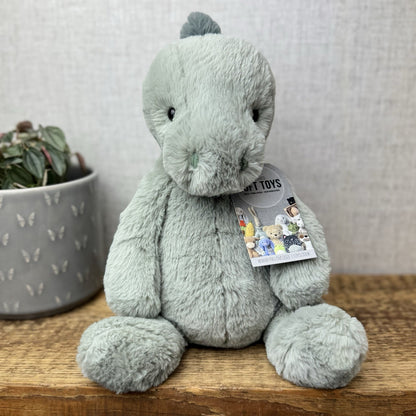 Jellycat Medium Puffles Dinosaur - Soft Light Green Super Soft Dino Plush 12"
