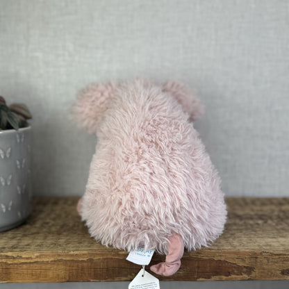 Jellycat Curvie Pig - Sitting Fluffy Curly Pink Plush Beanie Medium 9" (Tags)
