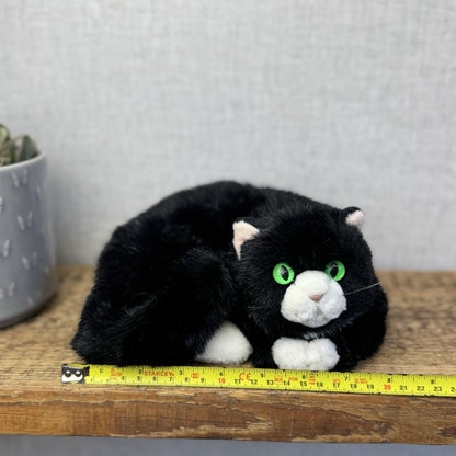 Russ Berrie Cat Storm Small - Sleeping Black Cat Green Eyes Toy Vintage Beanie