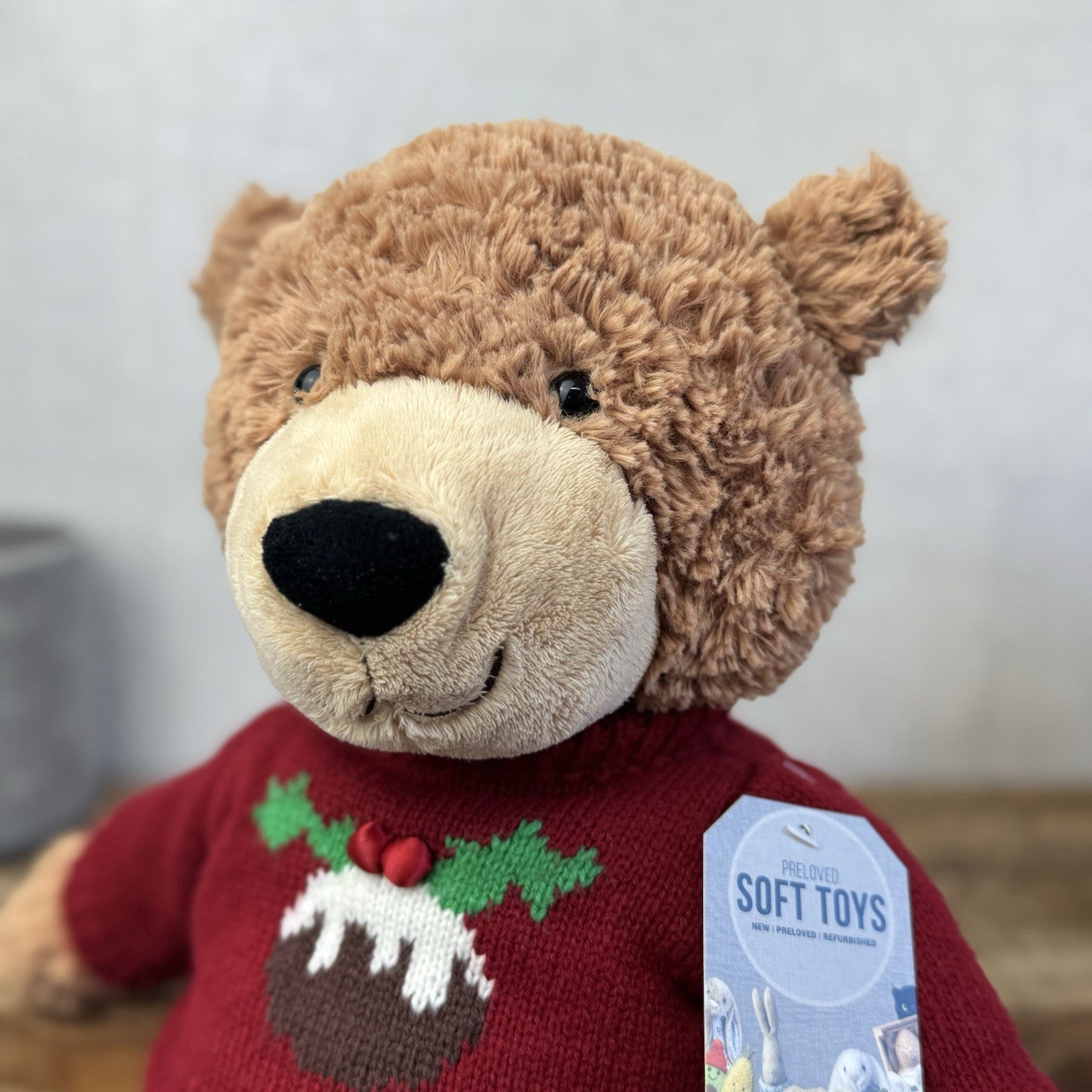 John Lewis Christmas Pudding Jumper 2017 Bear  (John Lewis Collab) Jellycat 18"