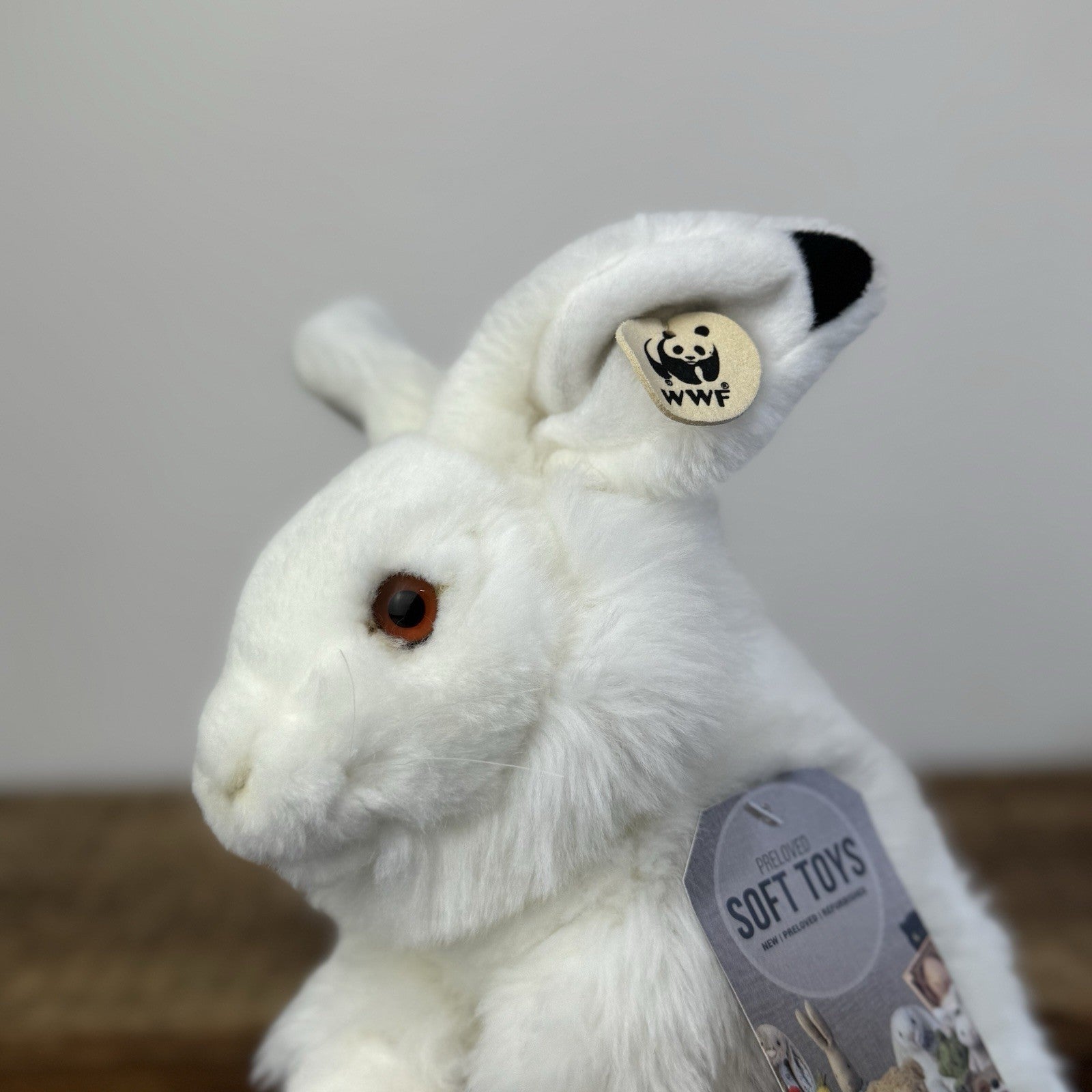 WWF Arctic White Snow Hare Soft Toy - Bon Ton Toys Rabbit Beanie Realistic 12"