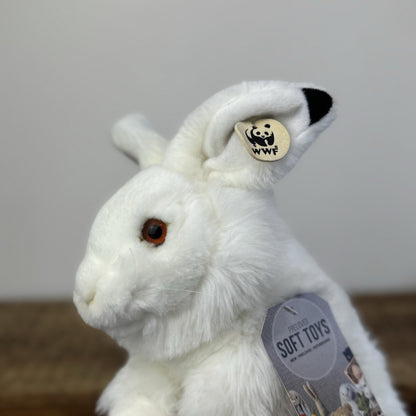 WWF Arctic White Snow Hare Soft Toy - Bon Ton Toys Rabbit Beanie Realistic 12"
