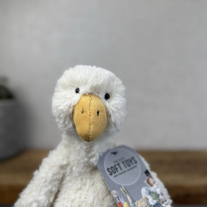 Jellycat James Goose Small - Small Cream Fluffy Goose Soft Toy Beanie 10”