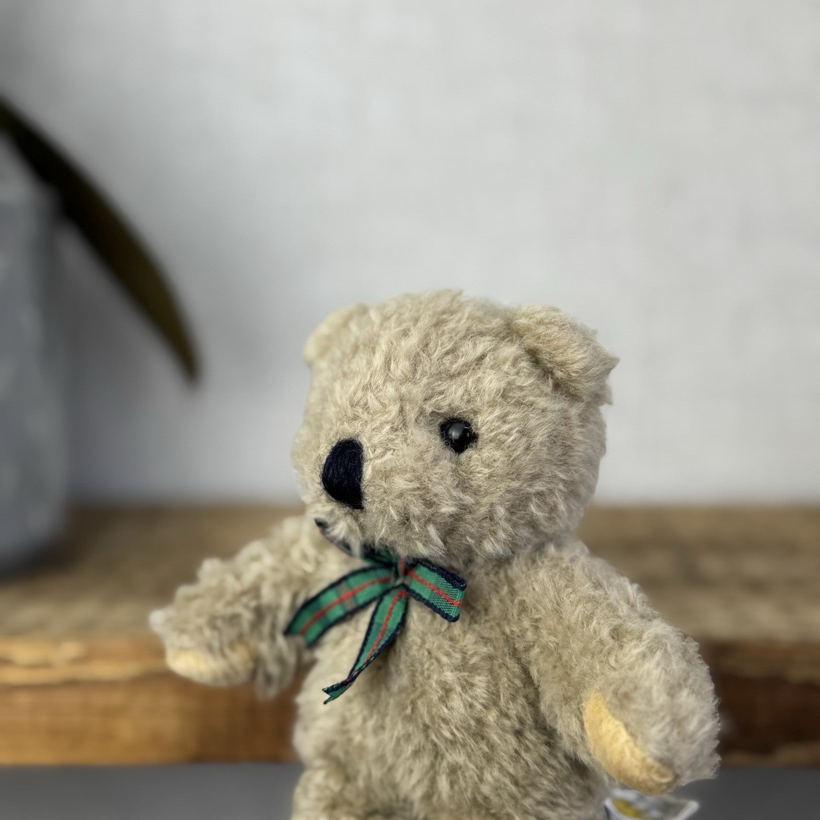 Manhattan Toy Company Mini Vintage Bear - Tartan Bow Tiny Bear Traditional 6”