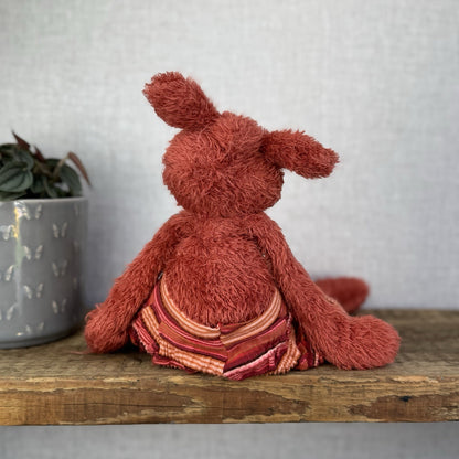 Moulin Rory Blanket Dog Red - Fluffy Red Dog Long Limbs Red Striped Pants 16”
