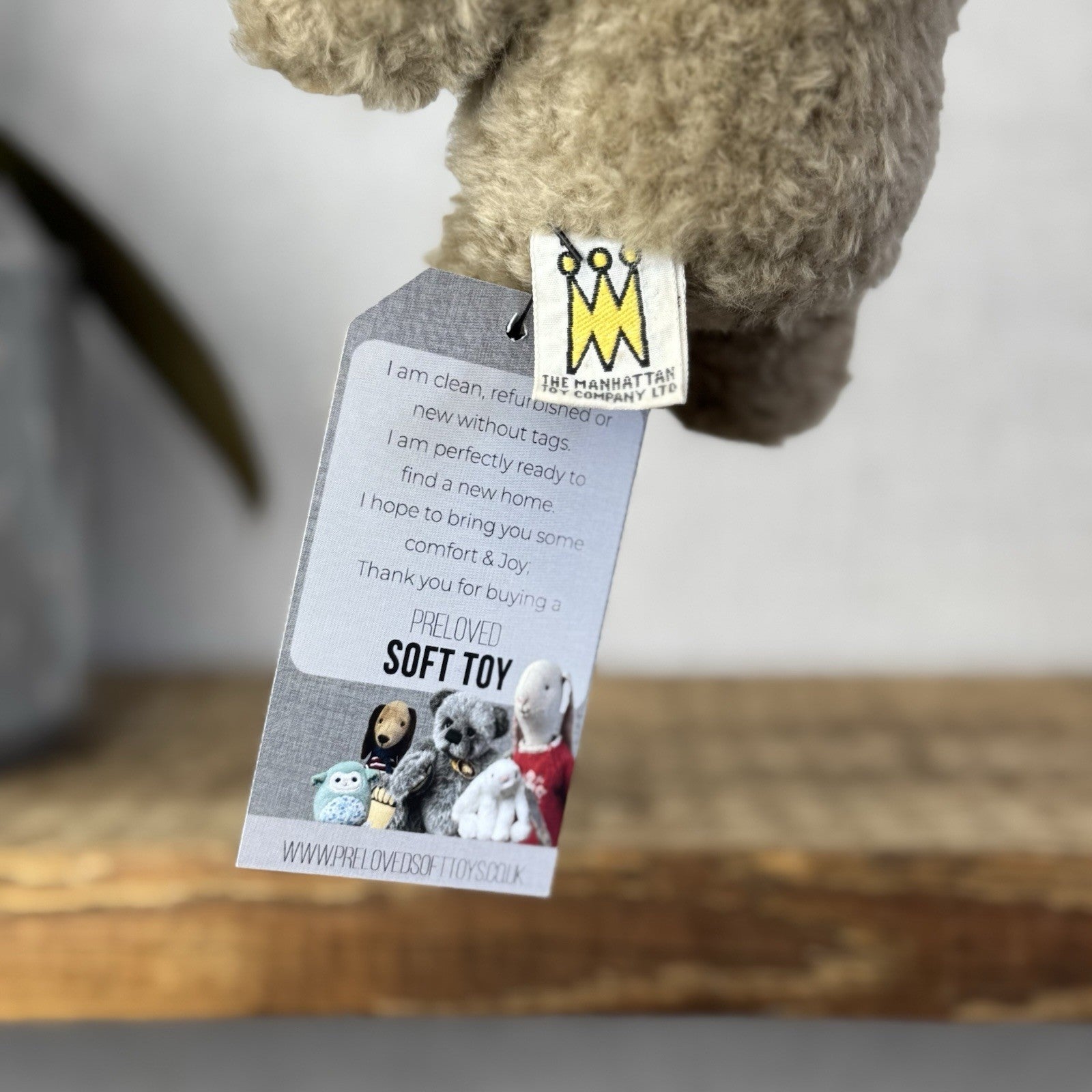 Manhattan Toy Company Mini Vintage Bear - Tartan Bow Tiny Bear Traditional 6”