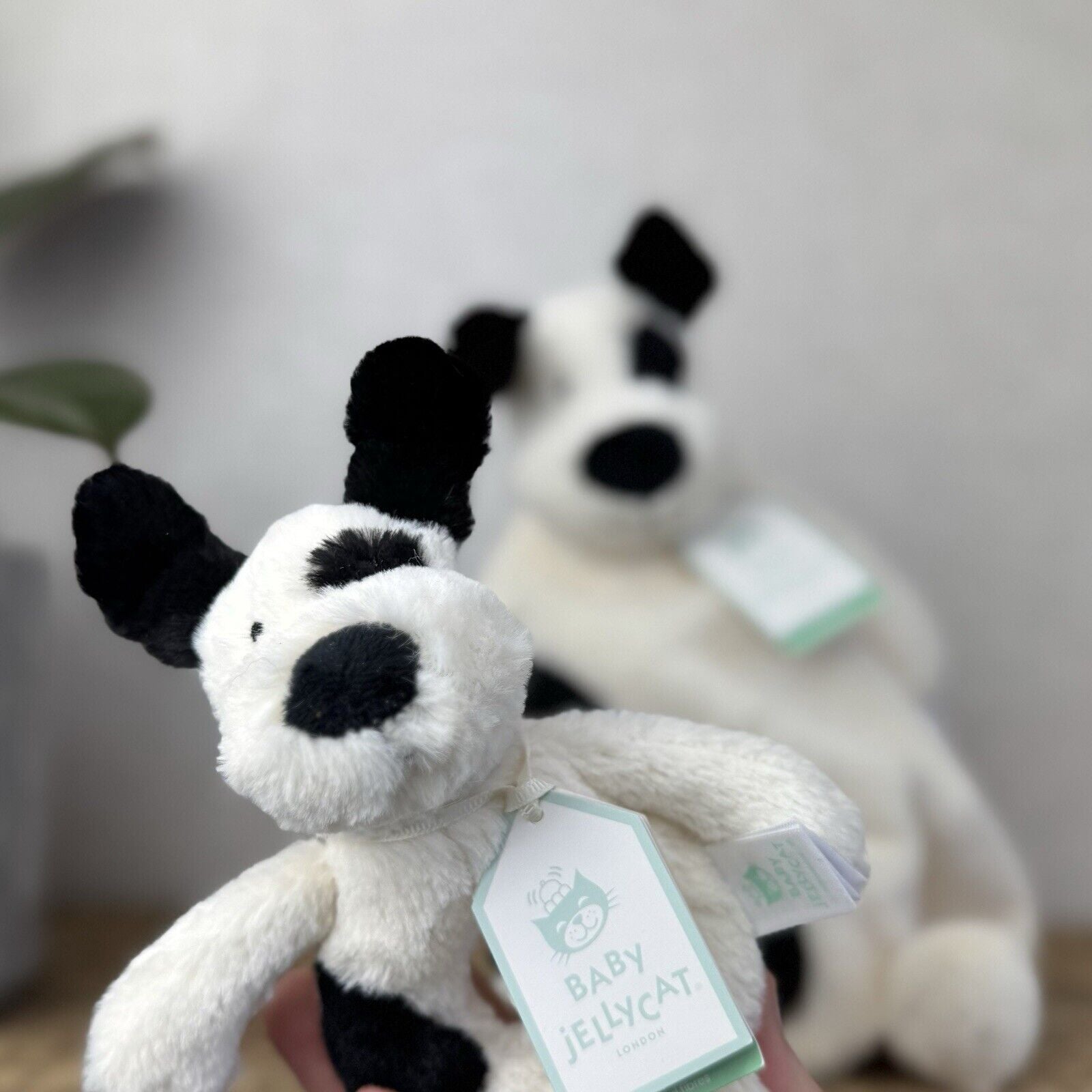 Jellycat Bashful Black & Cream Puppy Comforter & Ring Rattle Gift Set - New Baby