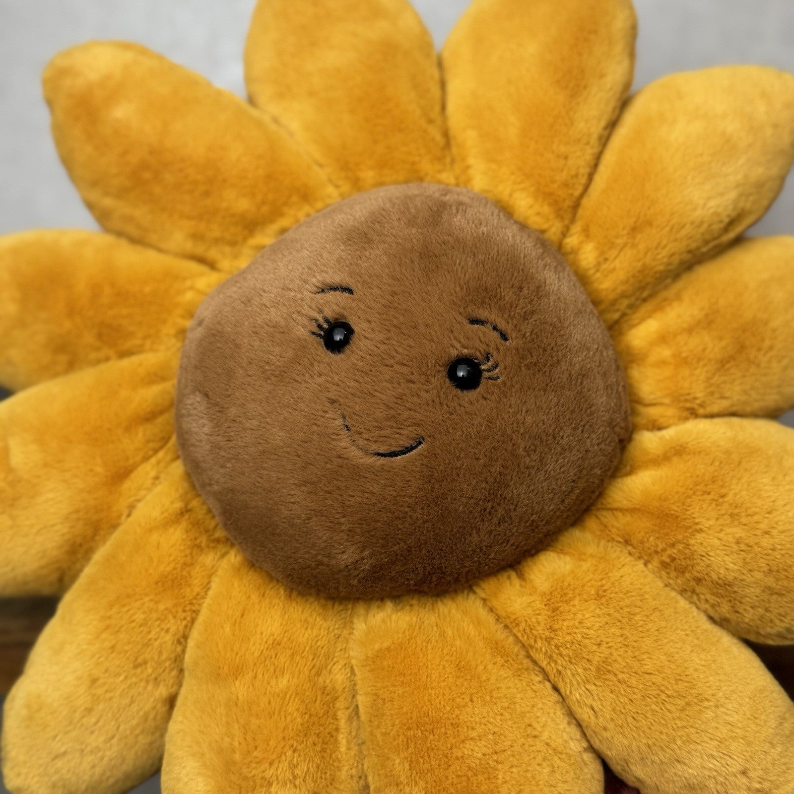 Jellycat Large Fleury Sunflower - Large Sunflower Beanie Cushion Soft Toy 12”