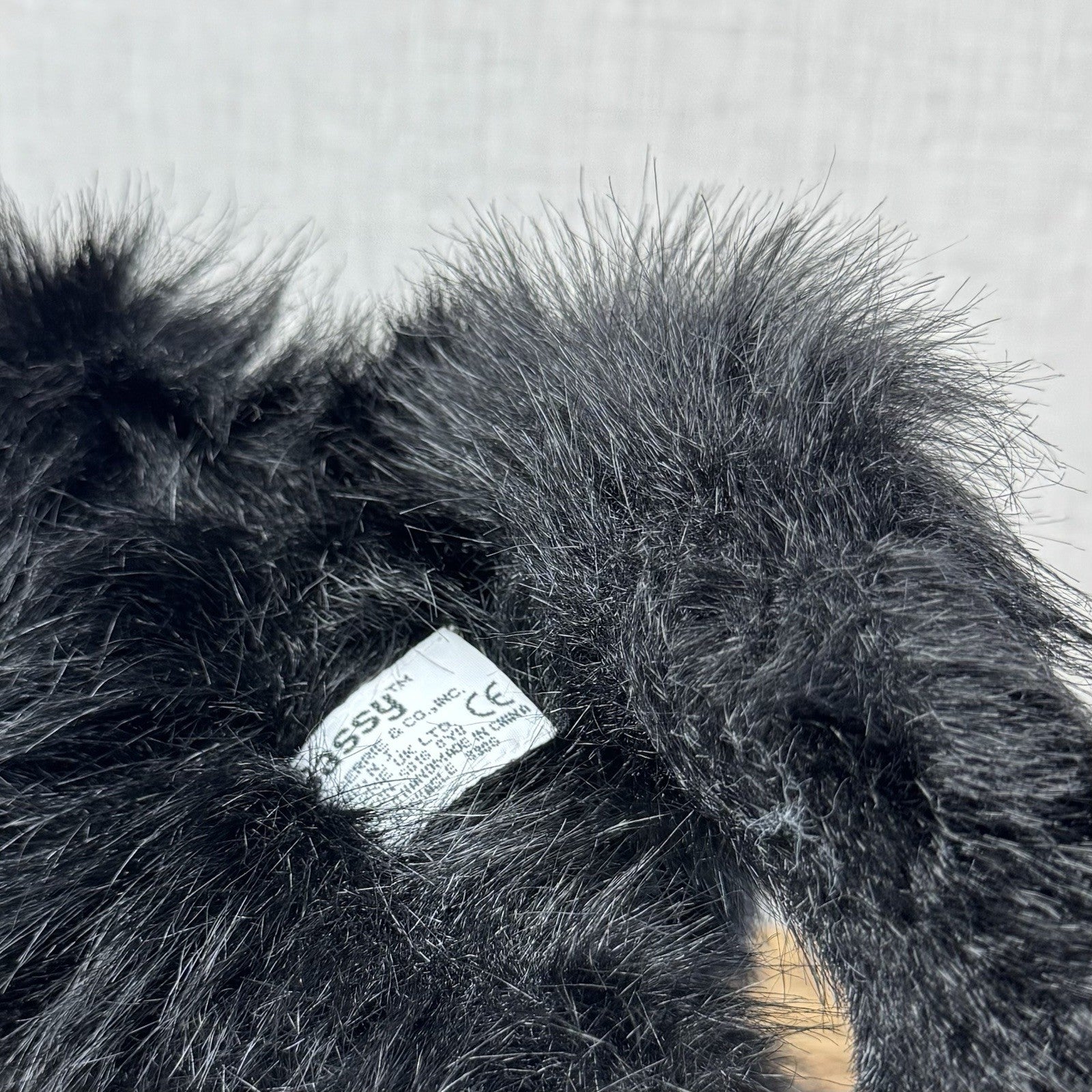 Russ All Black Fluffy Cat Sassy - Green Eyes Realistic Black Cat Plush Rare 15”