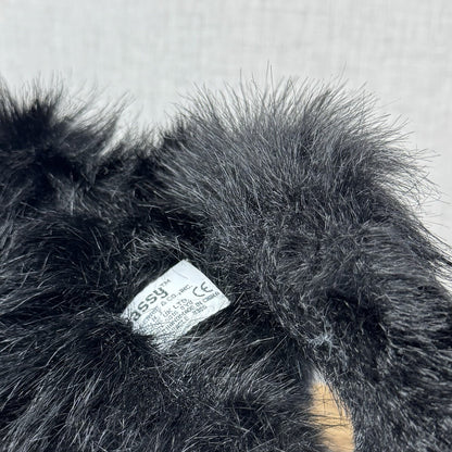 Russ All Black Fluffy Cat Sassy - Green Eyes Realistic Black Cat Plush Rare 15”