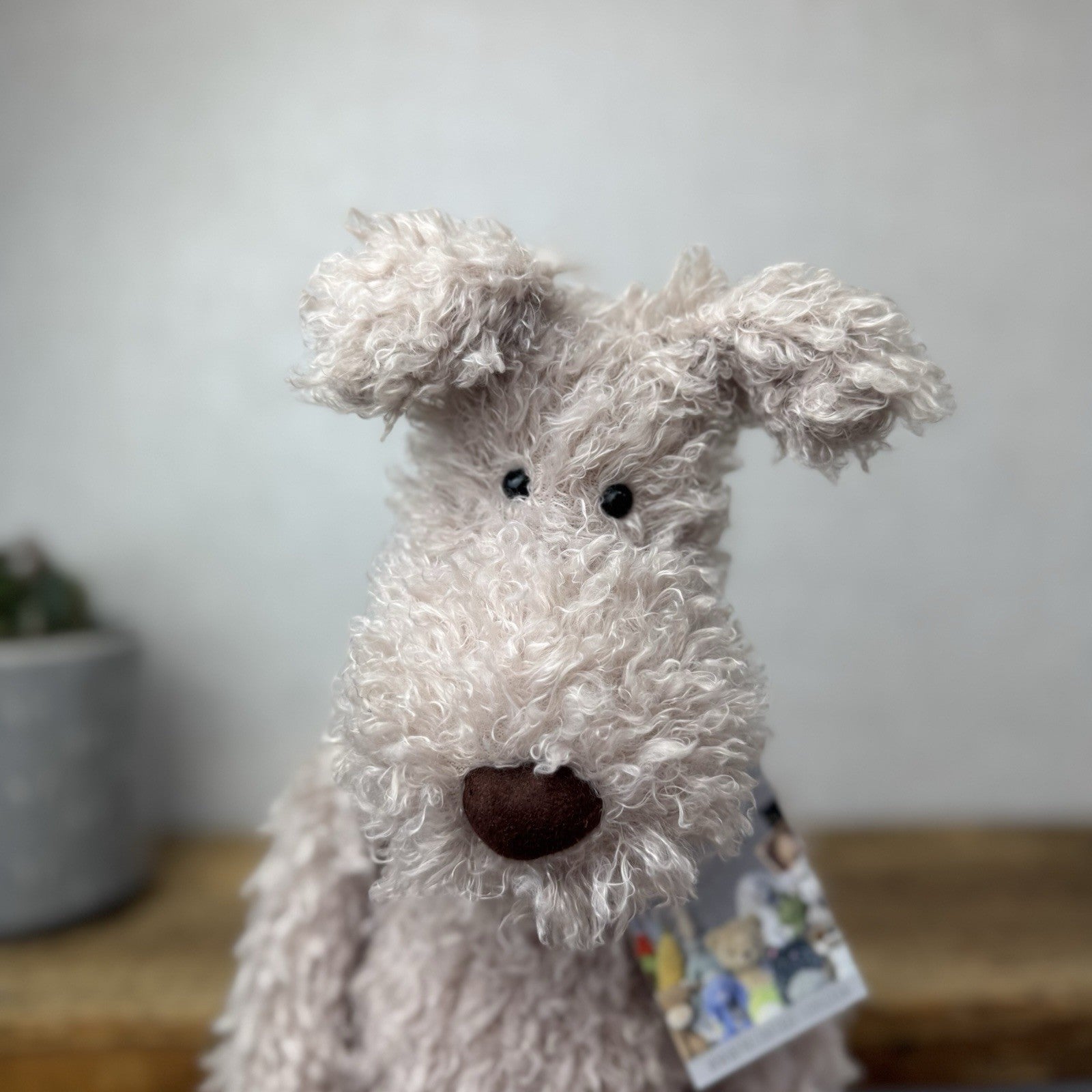 Jellycat Large Scamp Pup - Curly Beige Terrier Soft Toy Beanie Vintage 18"