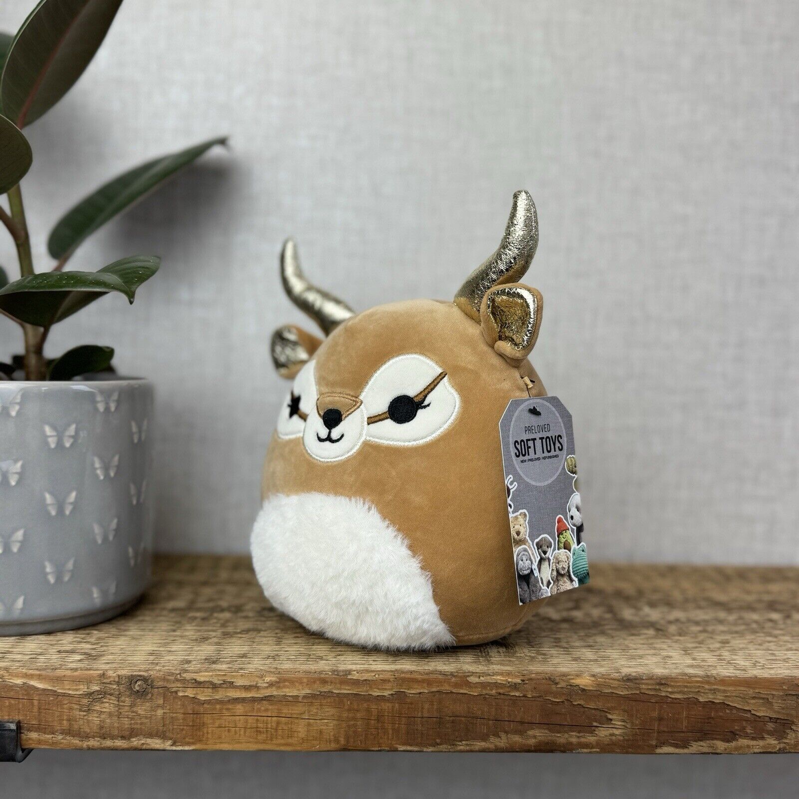 Squishmallow Kieli The Antelope - Brown Deer Gold Horns Soft Plush Squishy 7.5”