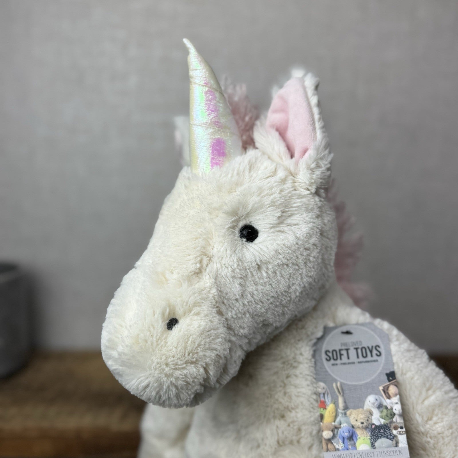 Jellycat Huge Bashful Unicorn - Huge White/Pink Retired Unicorn Soft Beanie 22"