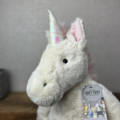 Jellycat Huge Bashful Unicorn - Huge White/Pink Retired Unicorn Soft Beanie 22"