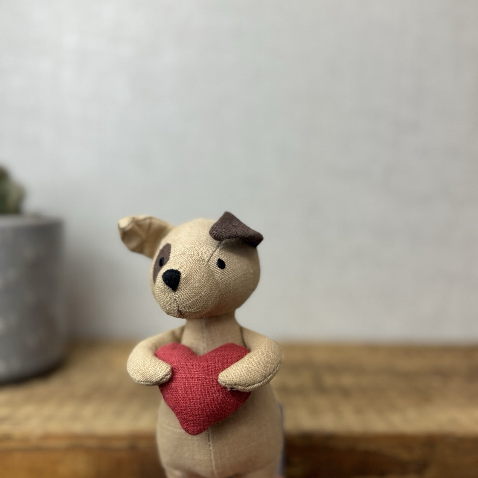 Jellycat Mini Messenger Puppy Dog - Dog Holding Heart Mini Linen Pup Retired 8"