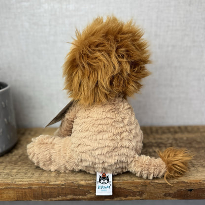 Jellycat Medium Fuddlewuddle Lion - Textured Sitting Lion Beanie Soft Toy 9”
