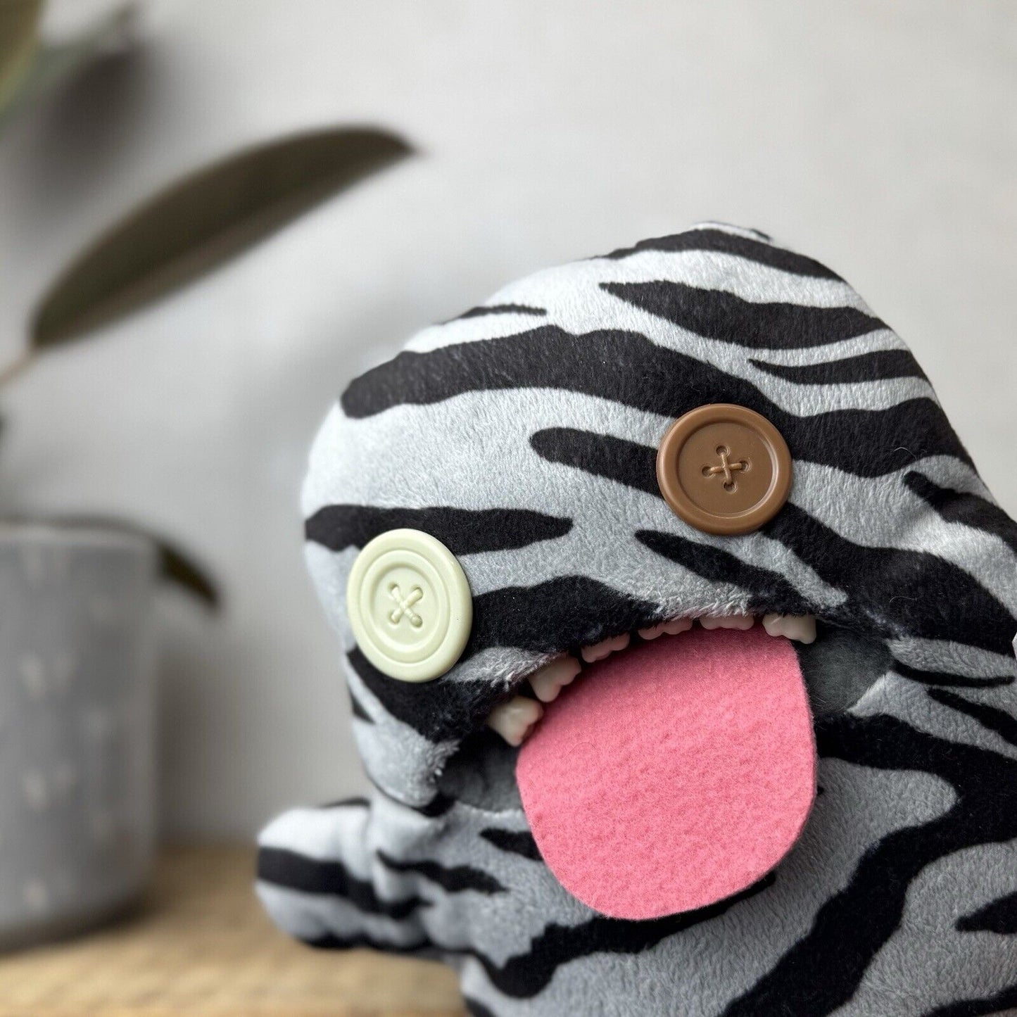 Fuggler Oogah Boogah Zebra Print - Grey Striped Fuggler Soft Toy Plush Grey