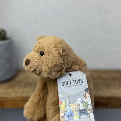 Jellycat Small Cecil Bear - Small Sitting Brown Bear Beanie Plush Retired 8"