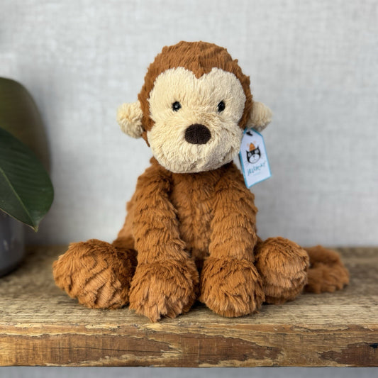 Jellycat Fuddlewuddle Monkey - Rust Brown Monkey Textured Beanie Soft Toy 9"