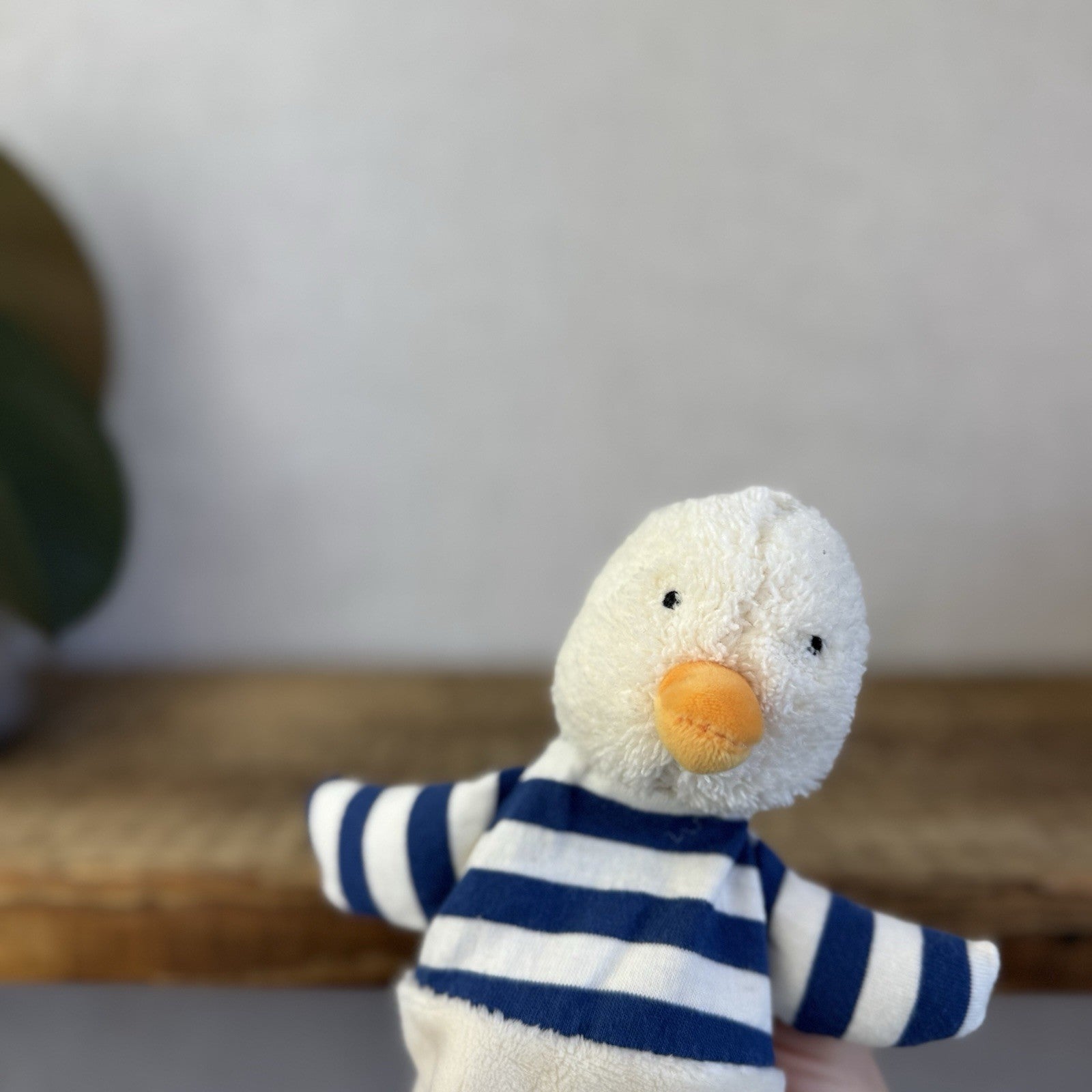 Jellycat Bredita Duck Soother - Duck Soother Cream Navy Striped Comforter