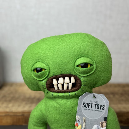 Fuggler Green Squidge Felt Funny Ugly Monster Cute Green Retired Fuggler