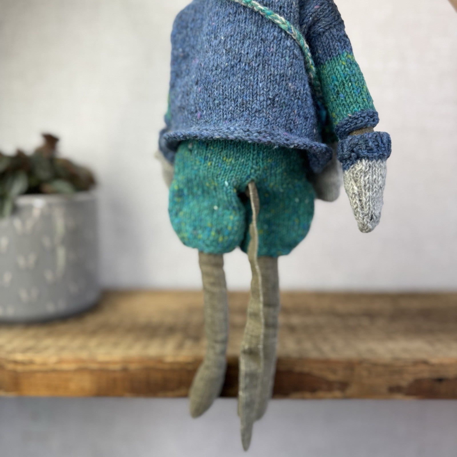 Maileg Medium Cat - Grey Retired Cat With Christmas Knitted Clothing - Rare 14"
