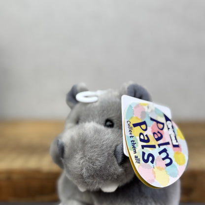 Aurora Hunk Hippo - Mini Grey Hippo Toy New - Palm Pals Mini Beanbag Plush