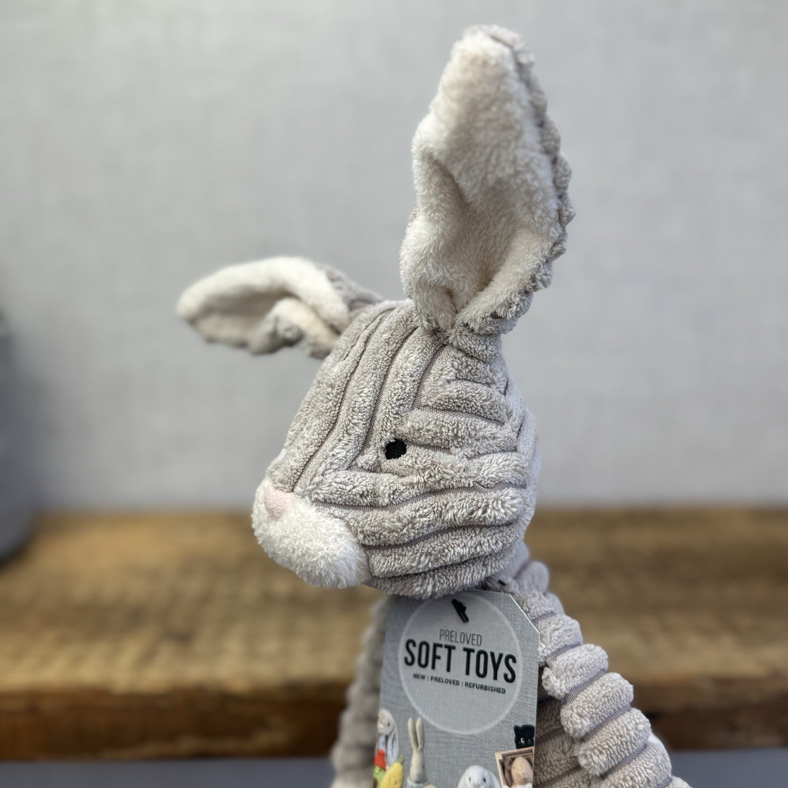 Jellycat Baby Cordy Roy Rabbit Hare - Grey Corduroy Soft Toy Retired Rare 12"