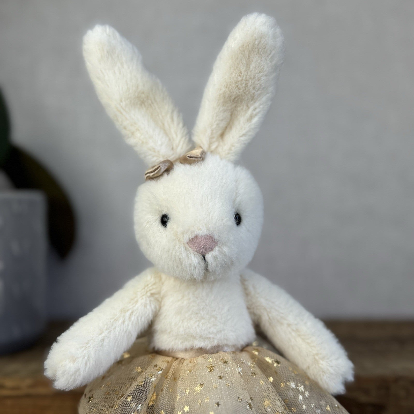 Jellycat Glistening Belle Cream Bunny Ballet Gold Tutu Ballerina - Retired 10”